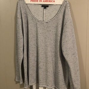 Black and white striped sweater with a flutter back